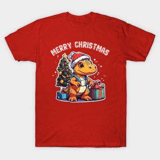 Christmas trex dinosaur wishing merry Christmas T-Shirt